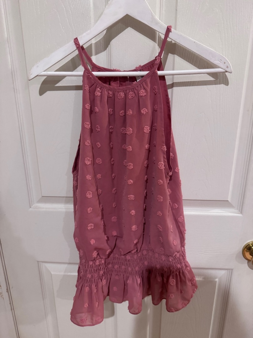 glam Mauve Pink Embroidered Halter Tank Top